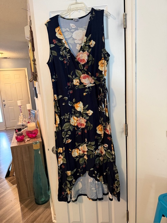 J for Justify Dresses & Skirts - J for Justify Navy Floral High-Low Wrap Dress